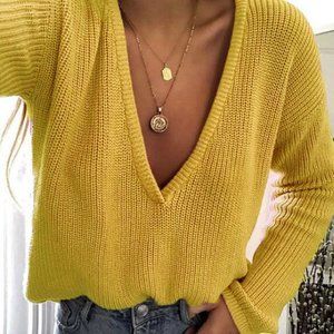 Yellow/Mustard V-Neck Sweater